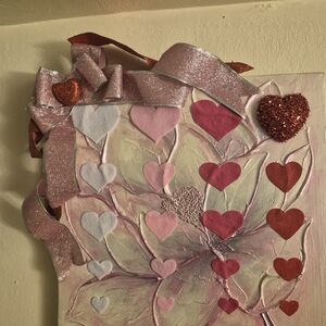 Heart-Themed Wall Art with Pink and Red Accents